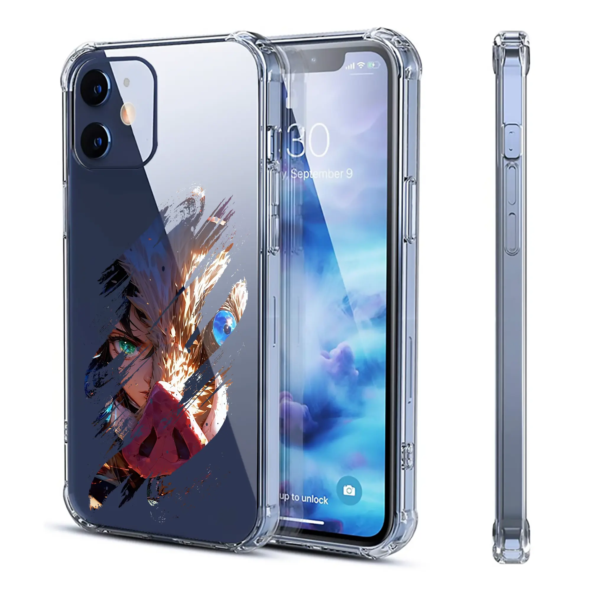 鬼滅の刃 グッズ,嘴平 伊之助 - IPhone 12シリーズ対応 ・ 透明スマホケース ・ クリアソフトケース ・ TPU素材 ・ 耐衝撃 ・ 高密着 ・ 防汚 防指紋 ・ 簡単着脱